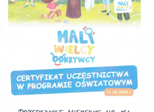 Uczestnictwo w projekcie "Mali, wielcy odkrywcy"