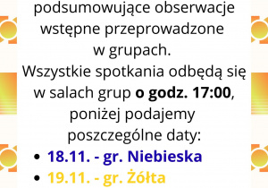 Plakat informujący o terminach zebrań z rodzicami